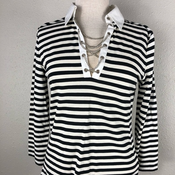 Michael Kors Tops - Michael Kors Striped Polo Shirt Size M